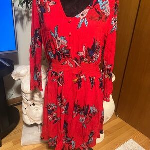 Floral Red Dress